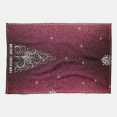 Kerstboom Glitter en Sneeuwvlokken | Rood Theedoek (Horizontaal)