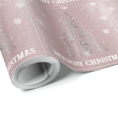 Kerstboom Glitter en Sneeuwvlokken | roze Cadeaupapier (Rol Hoek)