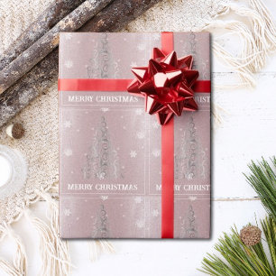 Kerstboom Glitter en Sneeuwvlokken   roze Cadeaupapier