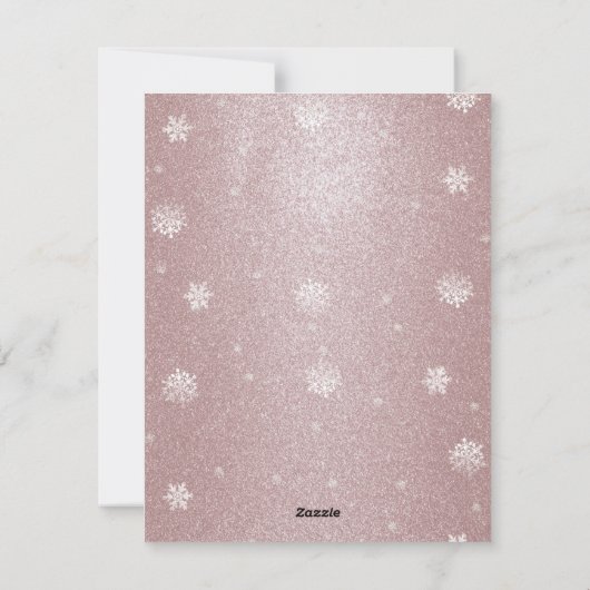 Kerstboom Glitter en Sneeuwvlokken | roze Feestdagenkaart (Achterkant)