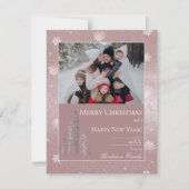 Kerstboom Glitter en Sneeuwvlokken | roze Feestdagenkaart (Voorkant)