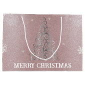 Kerstboom Glitter en Sneeuwvlokken | roze Groot Cadeauzakje (Achterkant)