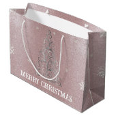 Kerstboom Glitter en Sneeuwvlokken | roze Groot Cadeauzakje (Achterkant Gekanteld)