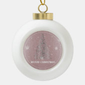 Kerstboom Glitter en Sneeuwvlokken | roze Keramische Bal Ornament (Voorkant)