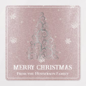 Kerstboom Glitter en Sneeuwvlokken | roze Labels (Design 2)