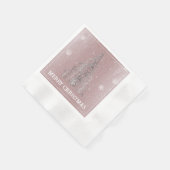 Kerstboom Glitter en Sneeuwvlokken | roze Servet (Hoek)