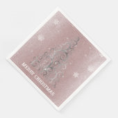 Kerstboom Glitter en Sneeuwvlokken | roze Servet (Hoek)