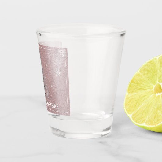 Kerstboom Glitter en Sneeuwvlokken | roze Shot Glas (Rechts)