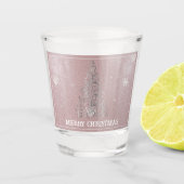 Kerstboom Glitter en Sneeuwvlokken | roze Shot Glas (Voorkant)