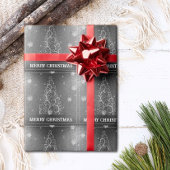 Kerstboom Glitter en Sneeuwvlokken | Zilver Cadeaupapier