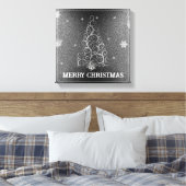 Kerstboom Glitter en Sneeuwvlokken | Zilver Canvas Afdruk (Insitu (Slaapkamer))