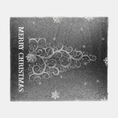 Kerstboom Glitter en Sneeuwvlokken | Zilver Fleece Deken (Voorkant (Horizontaal))