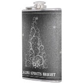 Kerstboom Glitter en Sneeuwvlokken | Zilver Heupfles (Links)