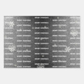 Kerstboom Glitter en Sneeuwvlokken | Zilver Inpakpapier Vel (Voorkant 3)