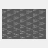 Kerstboom Glitter en Sneeuwvlokken | Zilver Inpakpapier Vel (Voorkant 2)