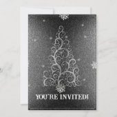 Kerstboom Glitter en Sneeuwvlokken | Zilver Kaart (Voorkant)