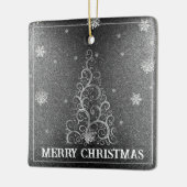 Kerstboom Glitter en Sneeuwvlokken | Zilver Keramisch Ornament (Links)