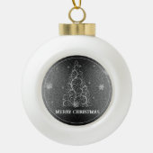 Kerstboom Glitter en Sneeuwvlokken | Zilver Keramische Bal Ornament (Voorkant)