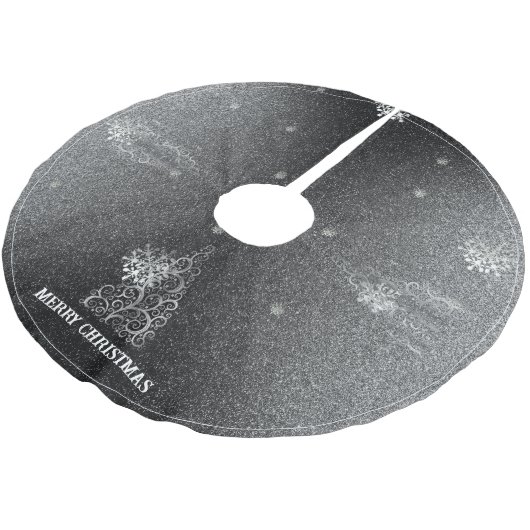 Kerstboom Glitter en Sneeuwvlokken | Zilver Kerstboom Rok (Gekanteld)