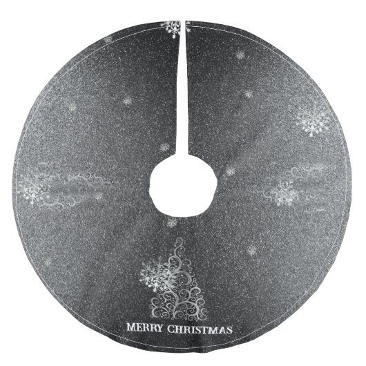 Kerstboom Glitter en Sneeuwvlokken | Zilver Kerstboom Rok (Voorkant)