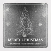 Kerstboom Glitter en Sneeuwvlokken | Zilver Labels (Design 1)