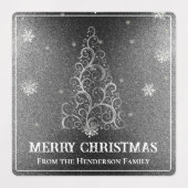 Kerstboom Glitter en Sneeuwvlokken | Zilver Labels (Design 2)