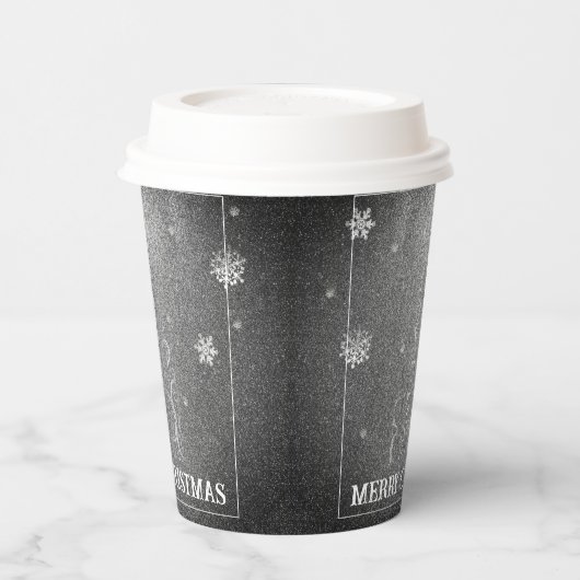 Kerstboom Glitter en Sneeuwvlokken | Zilver Papieren Bekers (Links)