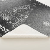 Kerstboom Glitter en Sneeuwvlokken | Zilver Sherpa Deken (3/4)