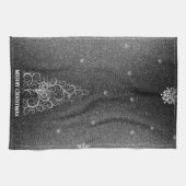 Kerstboom Glitter en Sneeuwvlokken | Zilver Theedoek (Horizontaal)