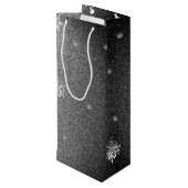 Kerstboom Glitter en Sneeuwvlokken | Zilver Wijn Cadeautas (Achterkant Gekanteld)