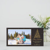  kerstboom glitter feestdagenkaart (Staand voorkant)