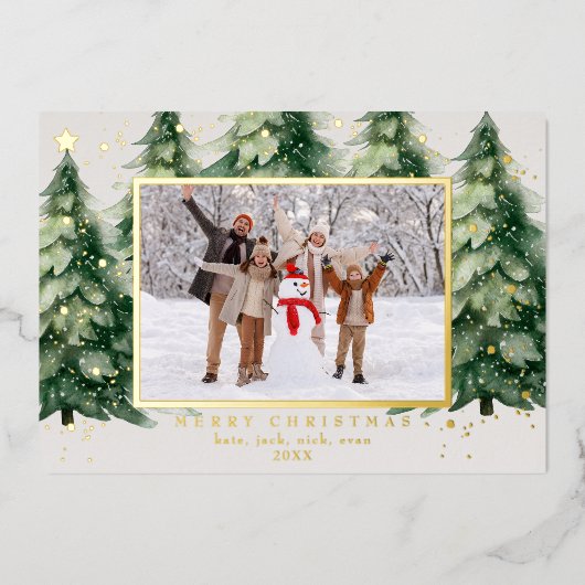 Kerstboom Glitter Foto Kerst Folie Feestdagenkaart (Voorkant)