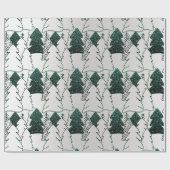 kerstboom Glitter Green Silver Grey Metal Cadeaupapier (Vlak)