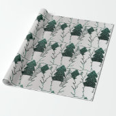 kerstboom Glitter Green Silver Grey Metal Cadeaupapier (Uitgerold)