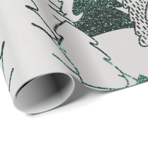 kerstboom Glitter Green Silver Grey Metal Cadeaupapier