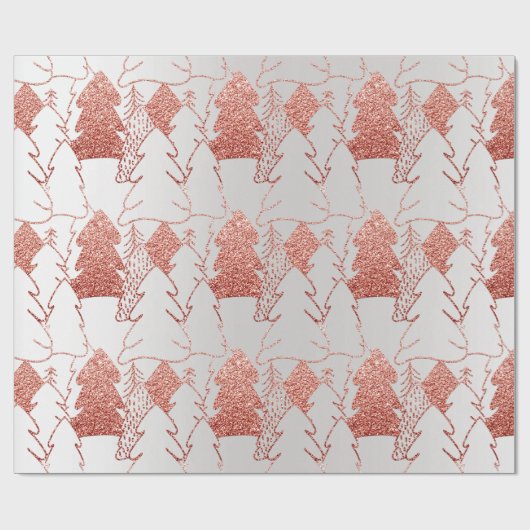 kerstboom Glitter Roos Gold Silver Grey Metal Cadeaupapier (Vlak)