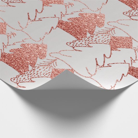 kerstboom Glitter Roos Gold Silver Grey Metal Cadeaupapier (Hoek)