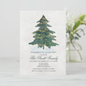 Kerstboom Glitter Uitnodiging (Staand voorkant)