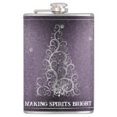 Kerstboom glitters en sneeuwvlokken | Paars Heupfles (Voorkant)