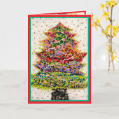 Kerstboom glitters glans rode groene kralen kaart (Gele Bloem)