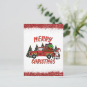 kerstboom Gnome Truck Faux Glitter Briefkaart (Staand voorkant)