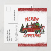 kerstboom Gnome Truck Faux Glitter Briefkaart (Voorkant / Achterkant)