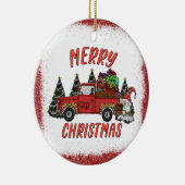kerstboom Gnome Truck Faux Glitter Keramisch Ornament (Rechts)