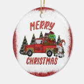 kerstboom Gnome Truck Faux Glitter Keramisch Ornament (Links)