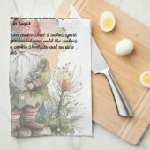 Kerstboom Gnome Waterverf Recept aandenken Theedoek (Quarter Fold)