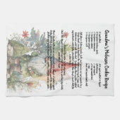 Kerstboom Gnome Waterverf Recept aandenken Theedoek (Horizontaal)