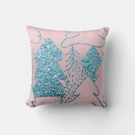 Kerstboom Gold Blue Glitter Prisma Pink Ocean Kussen