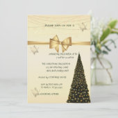 Kerstboom, Gold Bow, kerstfeest voor bedrijf Kaart (Staand voorkant)
