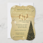 Kerstboom, Gold Bow, kerstfeest voor bedrijf Kaart (Voorkant)