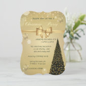 Kerstboom, Gold Bow, kerstfeest voor bedrijf Kaart (Staand voorkant)